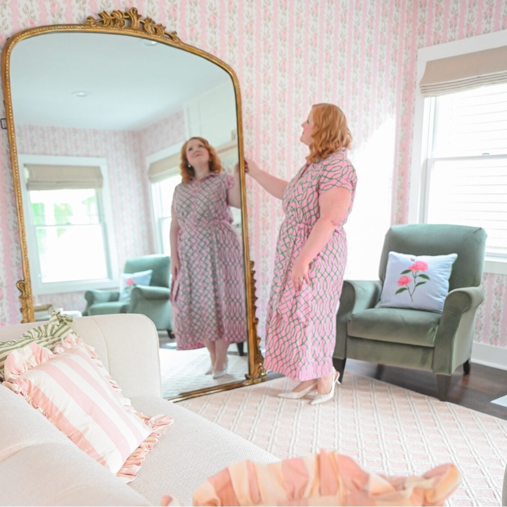LoveShackFancy Pink Floral Stripe Wallpaper Panel